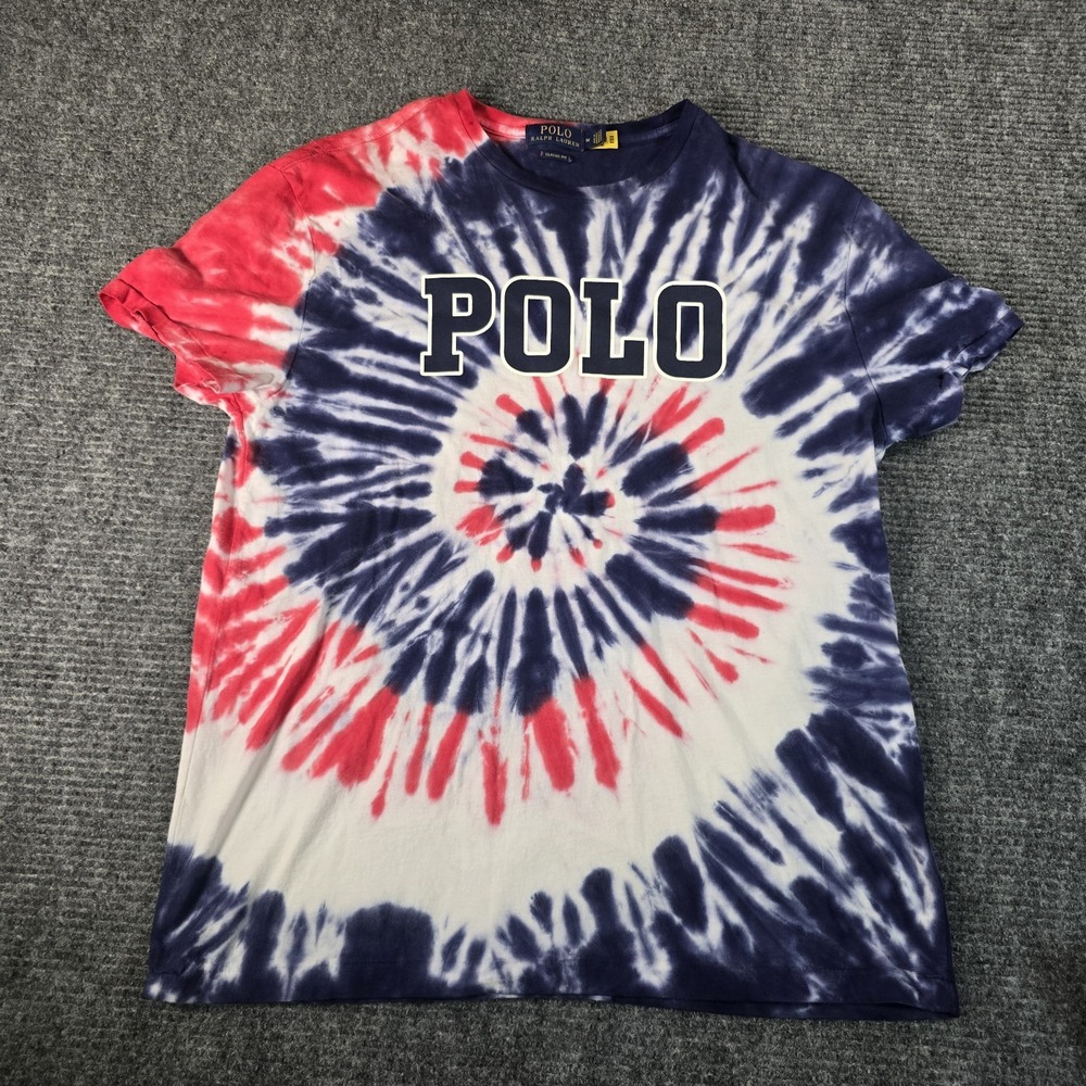 Polo Ralph Lauren Short Sleeve Cotton Crewneck Americana Tie Dye T-Shirt, M
